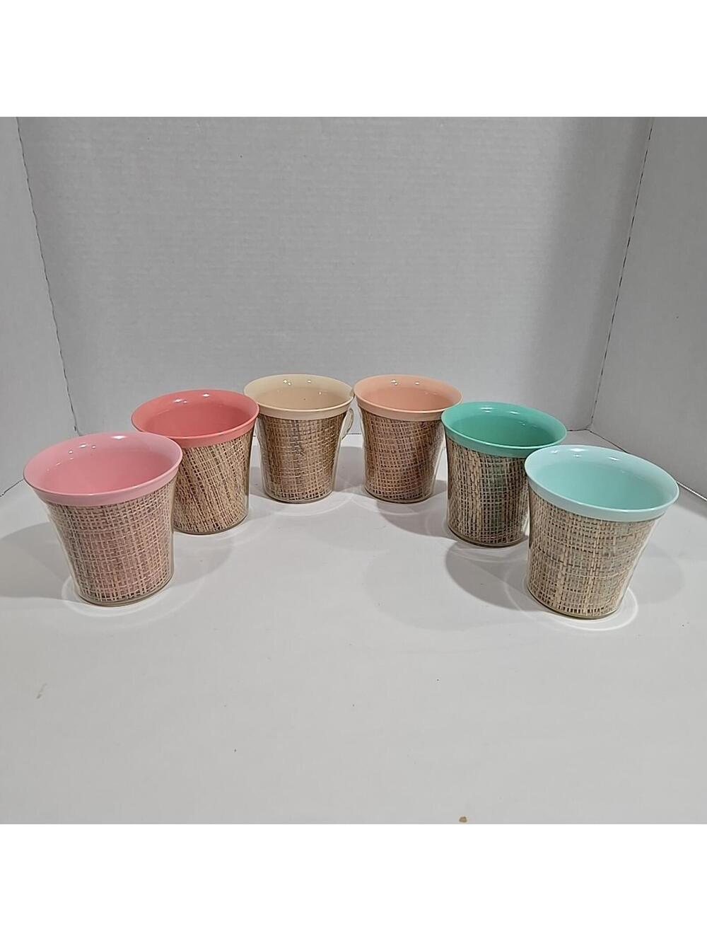 Raffiaware Set of 6 Coffee Mugs Vintage Cups